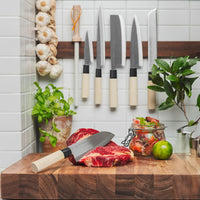 Satake - Juego de cuchillos japoneses de 6 piezas Juego de cuchillos de madera de magnolia Satake