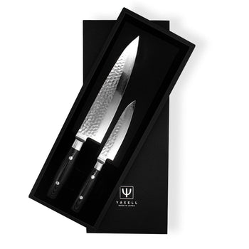 Yaxell Zen - Juego de regalo japonés de 2 piezas de acero inoxidable de Damasco de 37 capas Juegos de cuchillos Yaxell